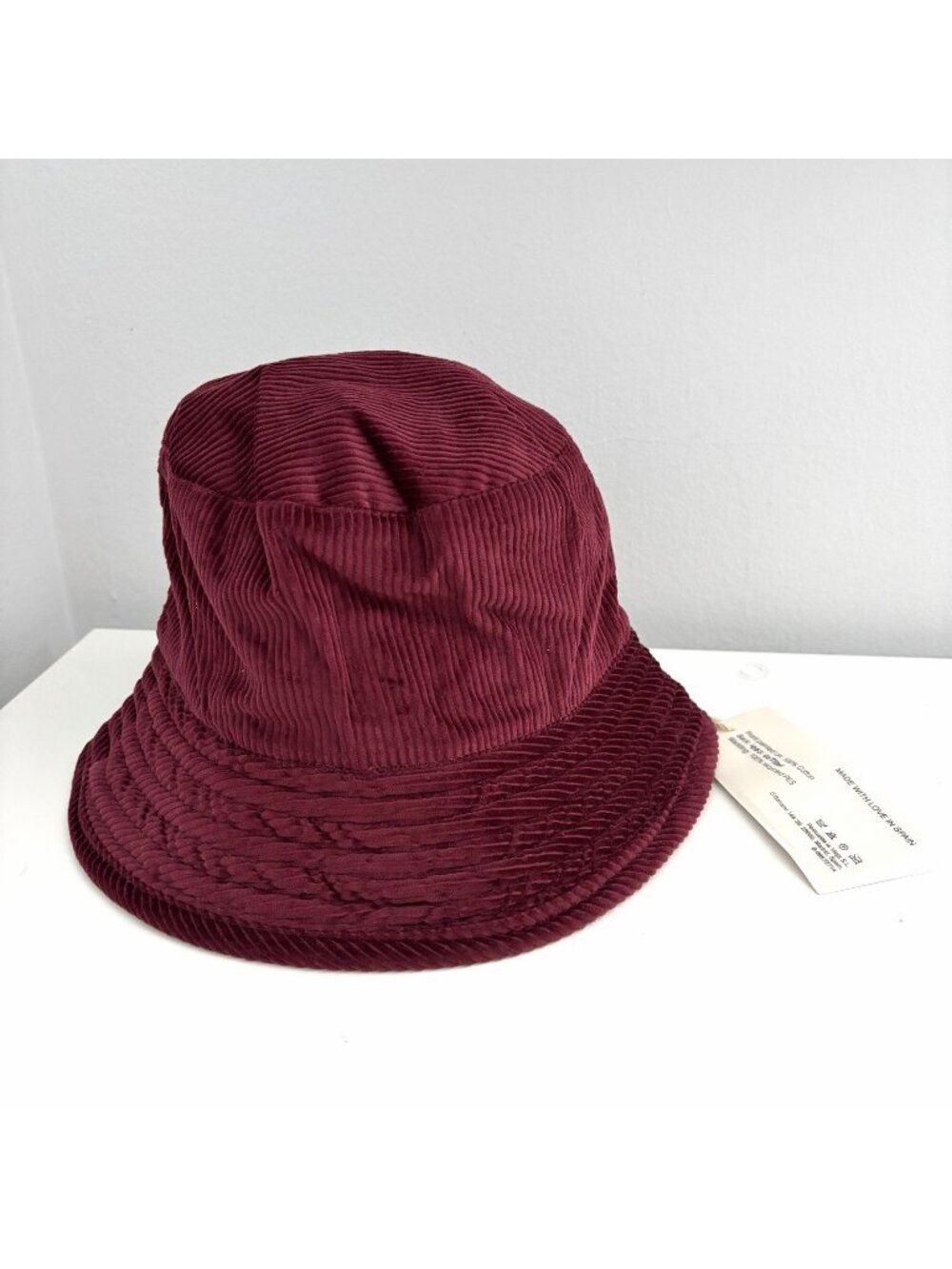 NEW Romualda Burgundy Corduroy Reversible Green Abstract Bucket Hat Cotton